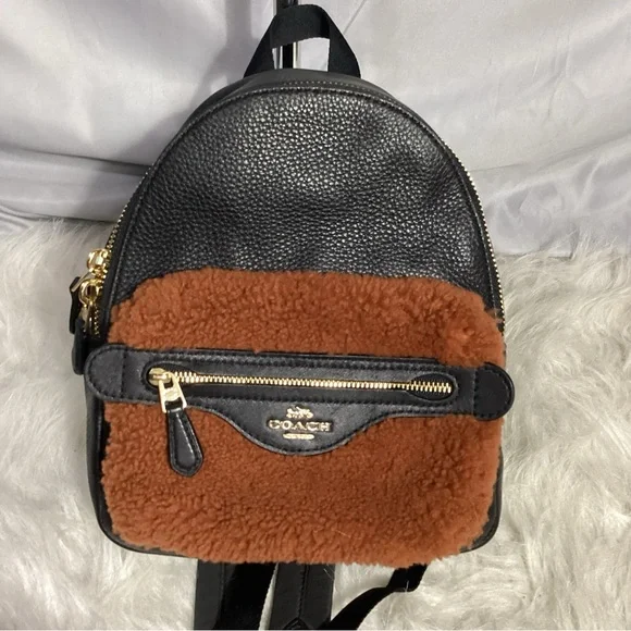 SOLD………..Coach Black Leather Mini Backpack with Brown Shearling EUC - Picture 15 of 15
